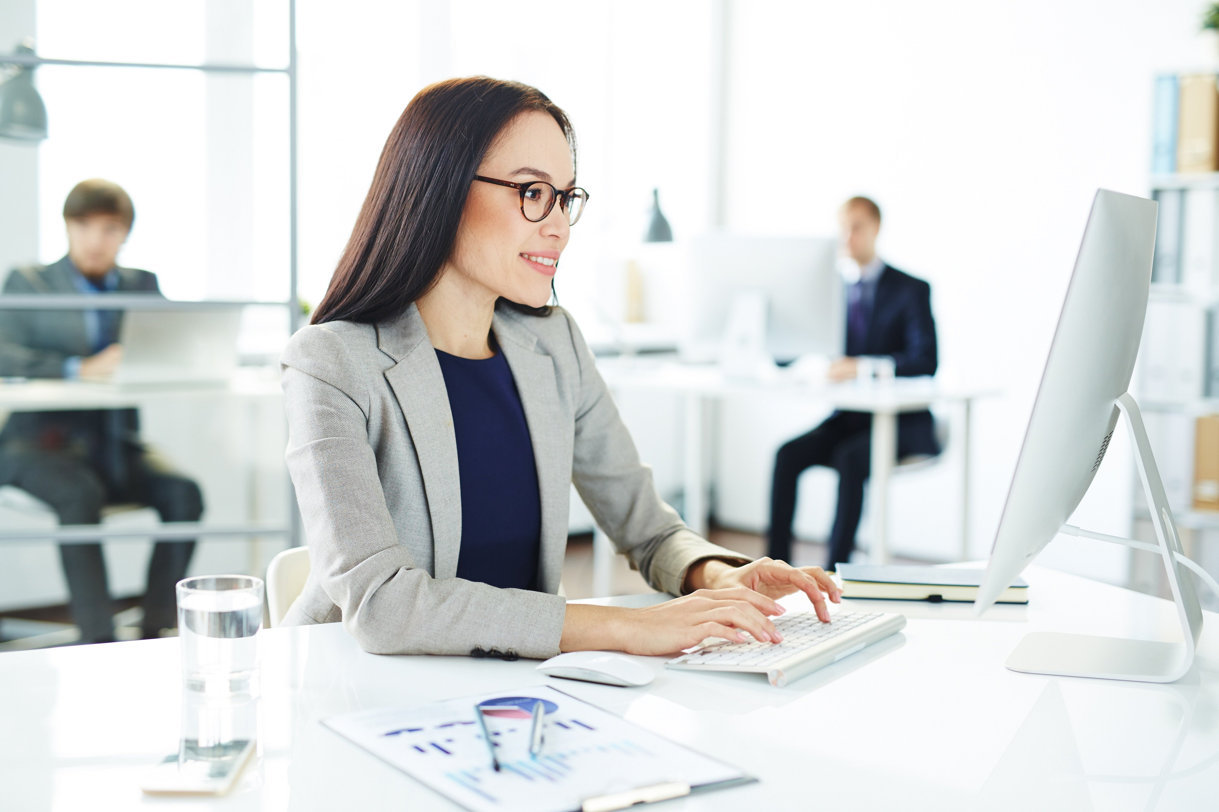 Bookkeeper reviewing financial records